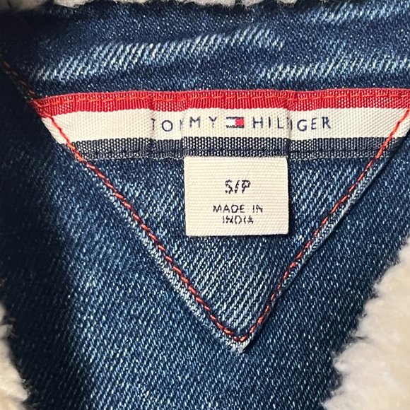 ⚡️ TOMMY HILFIGER RIPPED DENIM JACKET W/ FLEECE COLLAR BLUE ⚡️ - Picture 7 of 7
